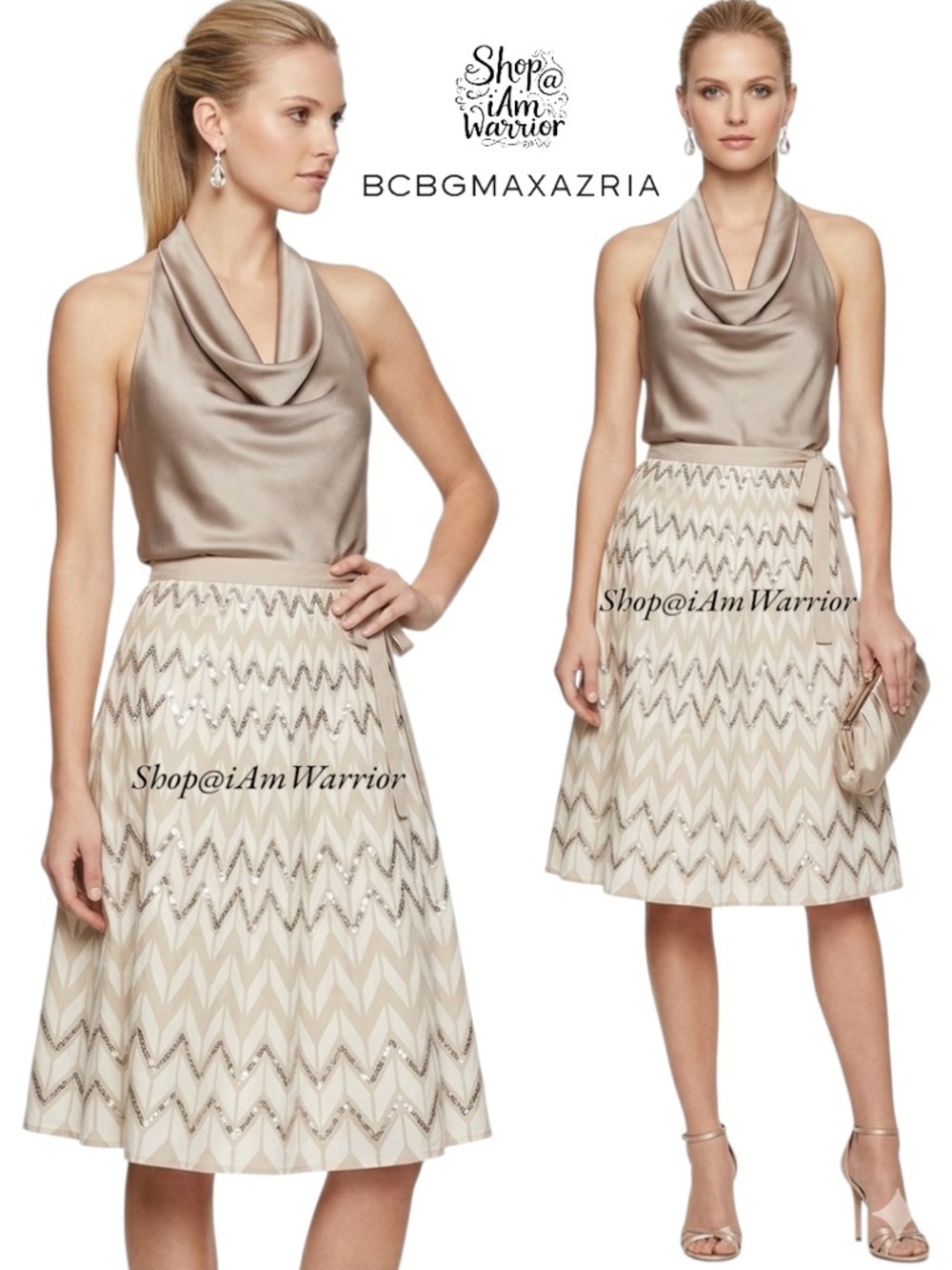 BCBGMaxAzria chevron sequin a-line skirt *shop@iamwarrior